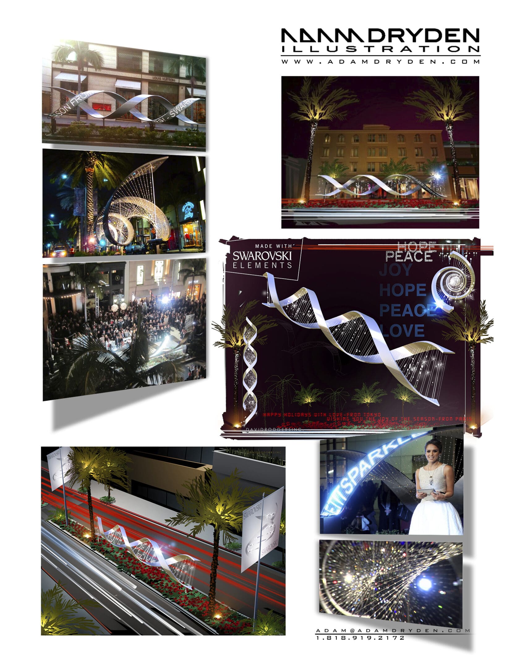 A collage of photos with lights and pictures