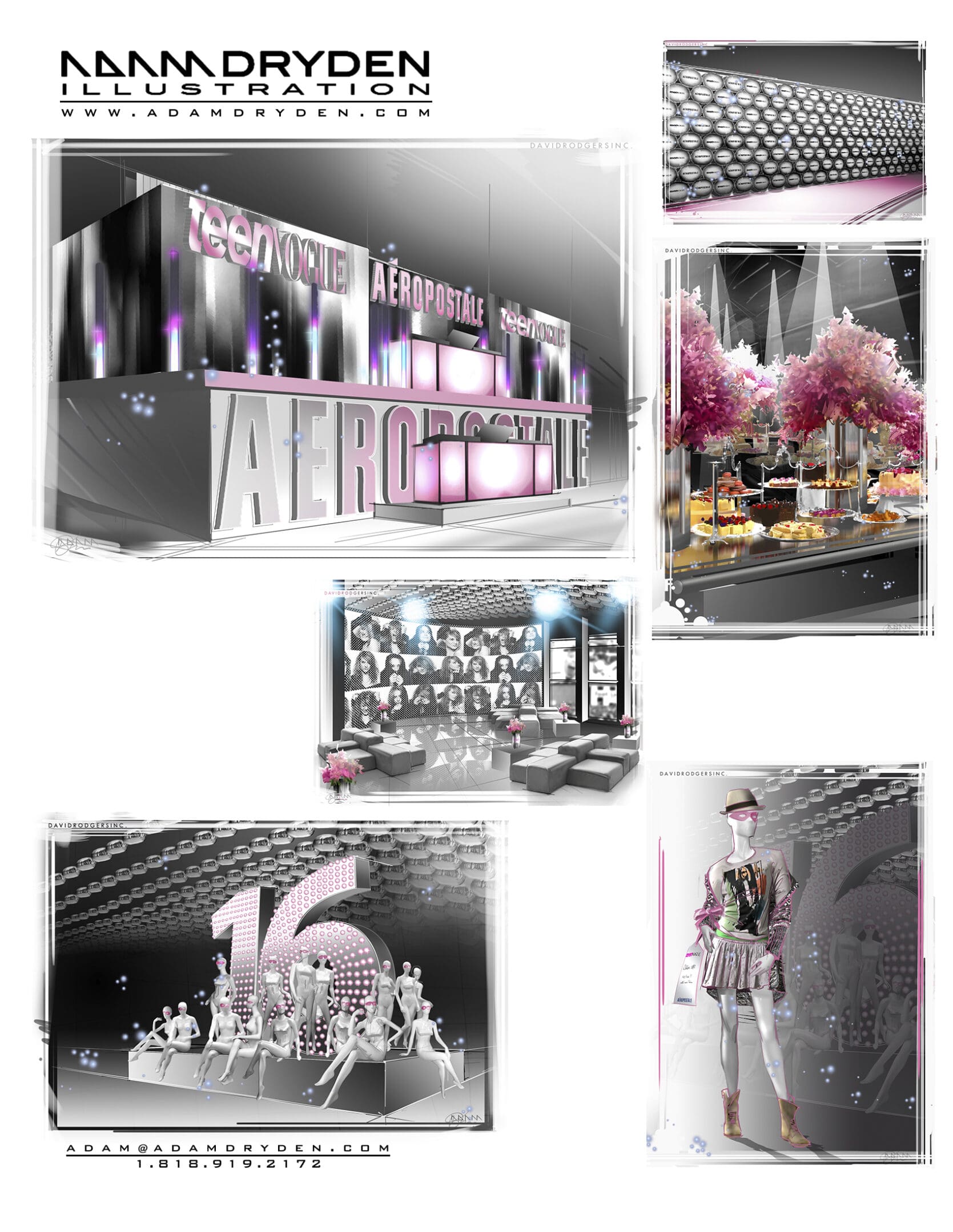 A collage of photos with pink and white accents.